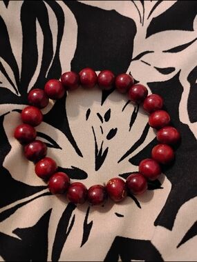 New Wooden Buddhist Red Stretch Bracelet